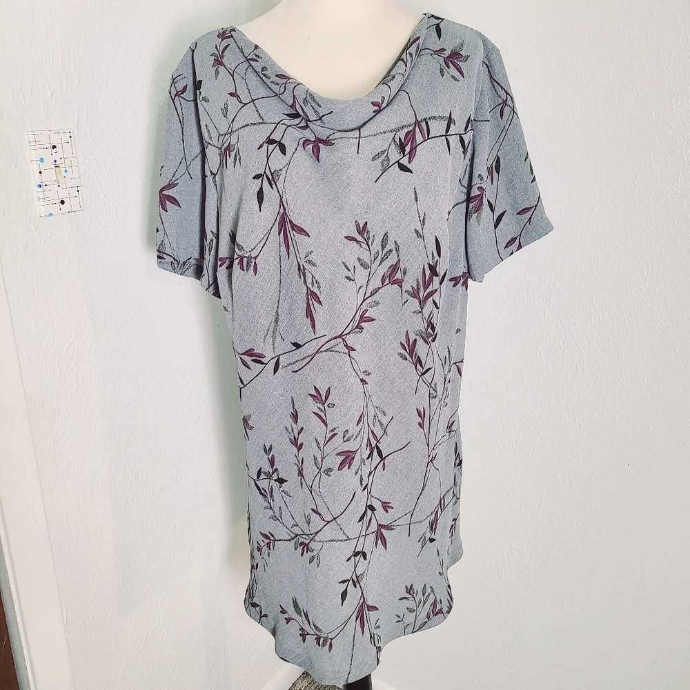 Venezia Gray, Purple & Black Dress with a Cowl Neck, Short Sleeves, Size 22/24 - Picture 2 of 9